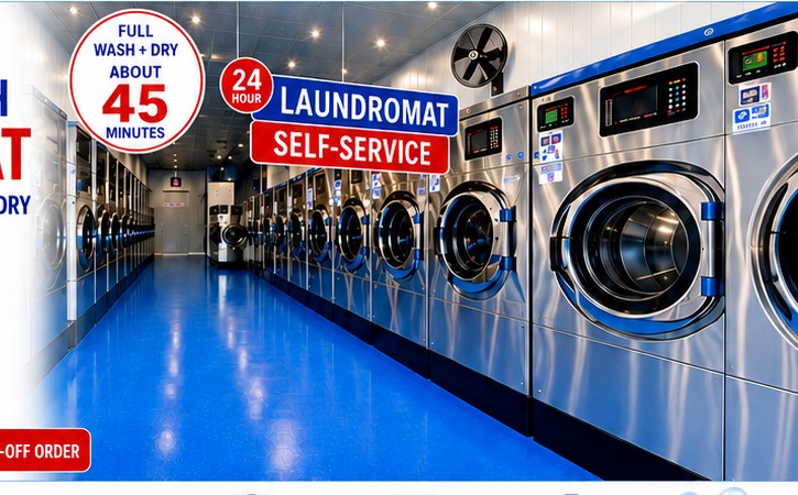 Modern Beach Laundry Speed Queen laundromat interior