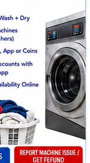 Laundry basket and washer at Beach Laundry
